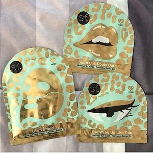 Sf Glam In Paradise 3 Piece Gold Foil Face, Eye & Lip Masks NIP